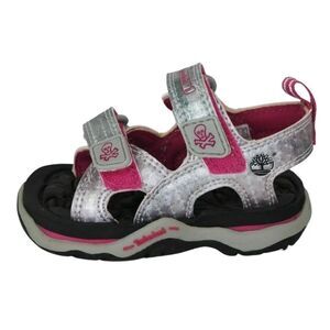 Timberland Sandals 30772M Toddler's 2 Strap Silver Pink Leather Vintage Sz 3